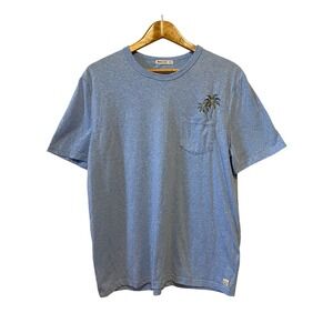 Marine Layer Mens T-Shirt Size M/L Blue Palm Tree Pocket Beach Resort Tropical